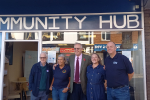 1.	Photo shows John with Phil Norton and the team of volunteers at the Billericay Community Hub. Left to right: Jim Rose, Patsy Hunt, Alison Lodoiska and Phil Norton