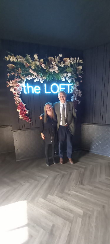 Picture shows John at The Loft with Sarah Gage, General Manager at The Loft